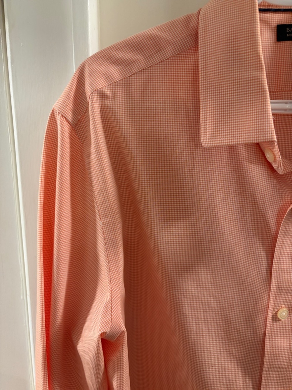 Banana Republic L(Tall) Men's Light Peach Long-Sleeve Dress Shirt - Picture 7 of 14